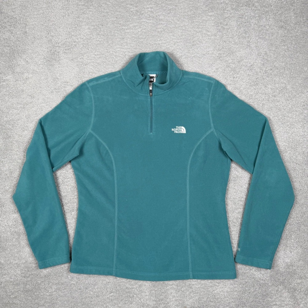The North Face TKA 100 Fleece‎ Pullover Womens Medium Teal Blue Quarter Zip Top
